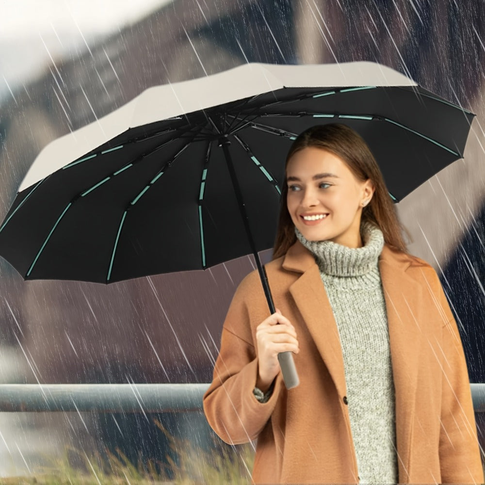 Windproof Automatic Umbrella 80 Reinforced Fiberglass Ribs, Stormproof 50+ For Men Women, Compact Folding Sun Rain Umbrellas