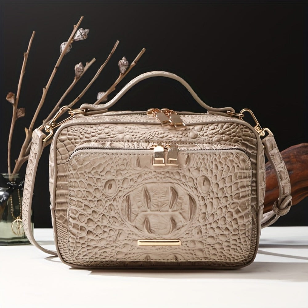 Crossbody Bag for Women – Vegan Leather, Crocodile Pattern Top Handle Satchel | Bag Vero – detail view 12