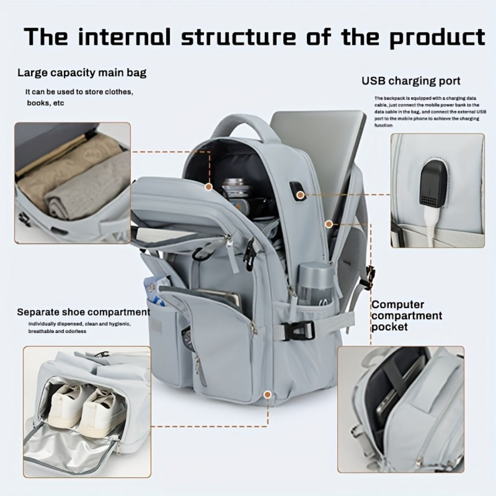 Backpack for Women – Nylon, Lightweight, Trolley Sleeve, for Travel & Work | Bag Vero – detail view 10