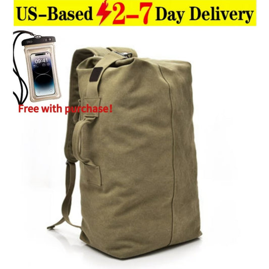 Men'S Large-Capacity Backpack: Adjustable Shoulder Straps, Multi-Compartment Design And Side Pockets. Ideal for Outdoor Trips Or Daily Use. Large-Capacity Canvas Backpack, Outdoor Hiking Bag, Travel Duffel, Men'S Sports Bag. Bonus Phone Pouch