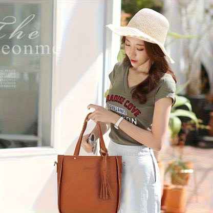 4pcs Luxury Women's Handbag Set - Elegant Tote Bag, Crossbody Purse & Wallet with Fixed Strap, Zipper Closure, - Perfect Gift for Valentine's Day, Christmas - Daily Commute & Shopping Essentials, Handbag for Women, Crossbody Purse, Durable
