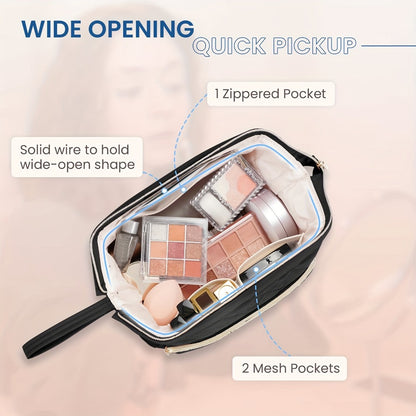 Spacious Women'S Travel Makeup Organizer, Versatile Cosmetic Bag for Brushes, Toiletries, And Additional Items. Ideal Full-Size Container for Travel, Perfect As a Gift for Women