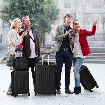 5pcs Luggage with Corner Protectors, 12/ 16/ 20/ 24/ 28-Inch, Durable Hard Shell, 360 Spinner Wheels, with TSA Lock, Multifunctional Large Capacity, Lightweight Travel Suitcase