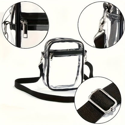 Transparent Crossbody Bag Approved for Stadium Use, Includes Adjustable Shoulder Strap for Sports, Set of 2