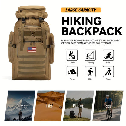 Tactical Outdoor Backpack Unisex, 21.13gal Large Capacity Molle System Rucksack, Multi - Pocket Camping Backpack with Durable 600D Fabric, Ideal for Hiking, Camping, Outdoor Adventures