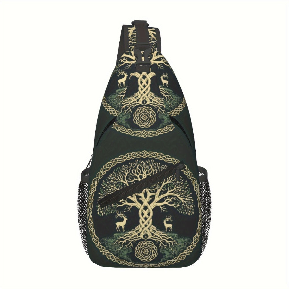 Crossbody Chest Bag Hiking Backpack Viking Symbol Tree Life Shoulder Bag Folding Large Capacity Fashion Durable Can Be Used For Shopping, Work, Leisure Travel Beach Bag Fishing Backpack Travel Accessories Backpack For School Back Christmas Gifts