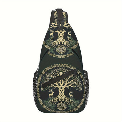 Crossbody Chest Bag Hiking Backpack Viking Symbol Tree Life Shoulder Bag Folding Large Capacity Fashion Durable Can Be Used For Shopping, Work, Leisure Travel Beach Bag Fishing Backpack Travel Accessories Backpack For School Back Christmas Gifts