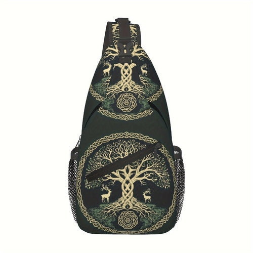 Crossbody Chest Bag Hiking Backpack Viking Symbol Tree Life Shoulder Bag Folding Large Capacity Fashion Durable Can Be Used For Shopping, Work, Leisure Travel Beach Bag Fishing Backpack Travel Accessories Backpack For School Back Christmas Gifts