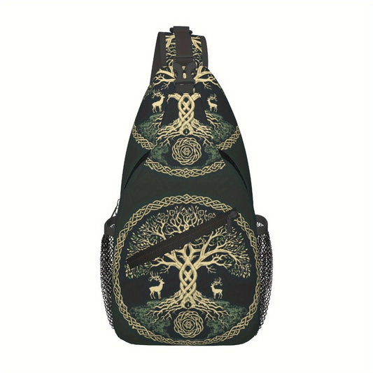 Crossbody Chest Bag Hiking Backpack Viking Symbol Tree Life Shoulder Bag Folding Large Capacity Fashion Durable Can Be Used For Shopping, Work, Leisure Travel Beach Bag Fishing Backpack Travel Accessories Backpack For School Back Christmas Gifts