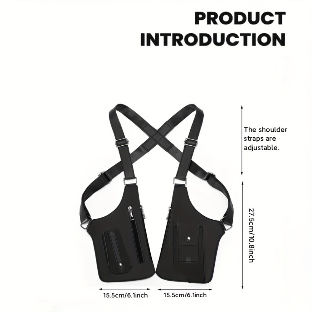Men'S Retro Shoulder Strap Underarm Shoulder Bag, Multi-Functional Lightweight Backpack, Outdoor Mobile Phone Bag, Outdoor Vest Bag, Multi-Functional Vest Bag, Black Vest Bag, Brown Vest Bag
