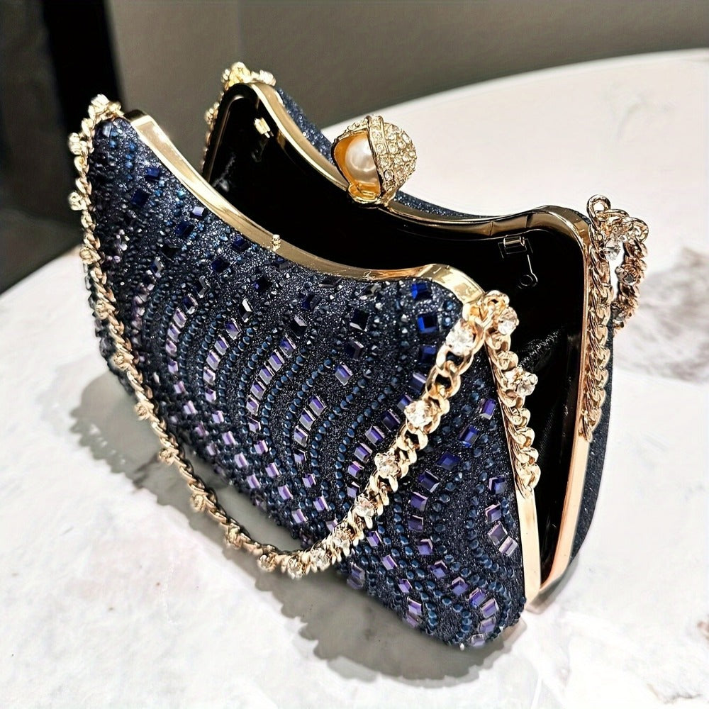 Women's Wallet – Rhinestone Clutch Striped Detachable Chain | Bag Vero – detail view 6