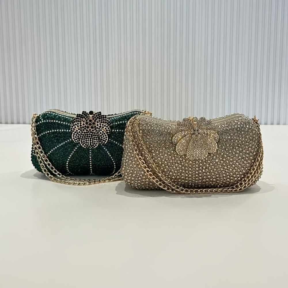 Elegant Flower-Shaped Full- Evening Clutch with Phone Pocket, / Luxury Wedding Accessory Suitable for Prom, Gala, Events