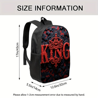 Travel Backpack – for Travel & School, King Print Red Black Color | Bag Vero – detail view 11