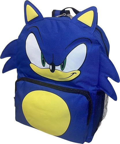 Ruz Sonic The Hedgehog 12" Big Face School Backpack With 3D Ears And Quills
