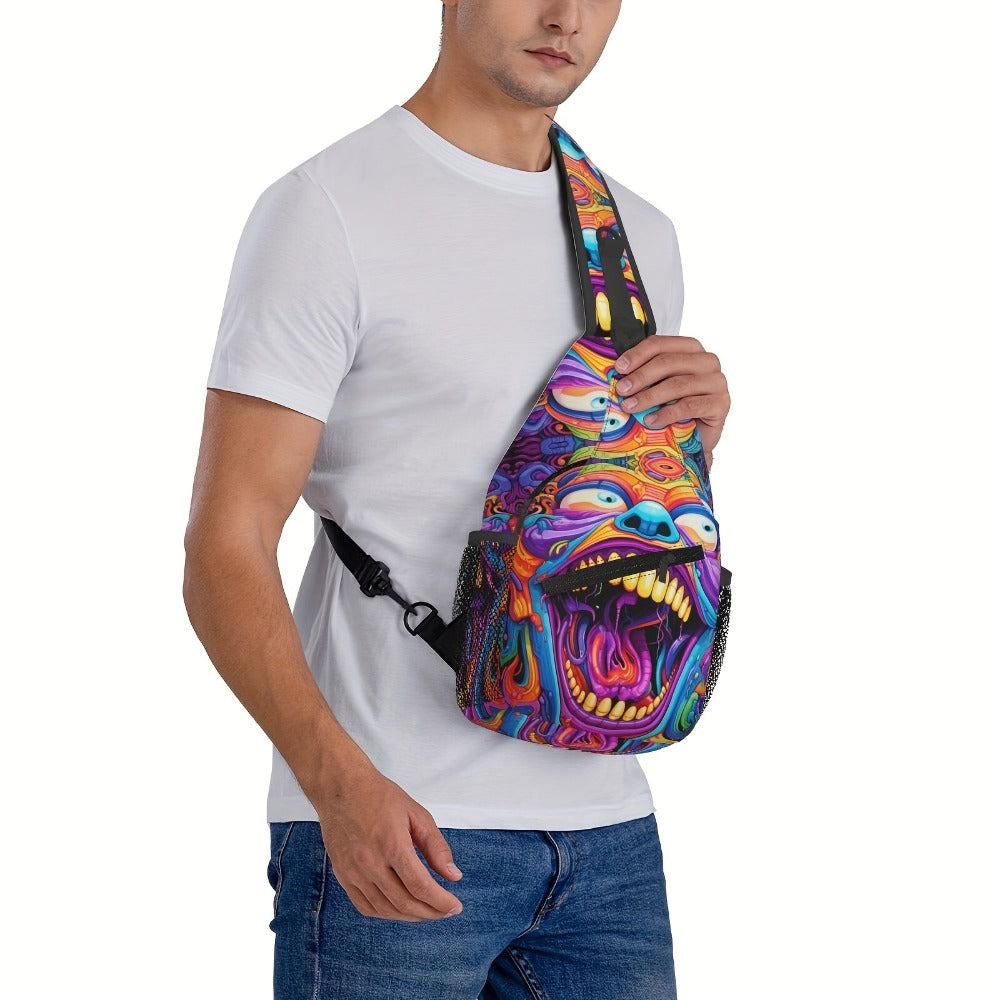 Crossbody Chest Bag Hiking Backpack Cartoon Disgusting Mouth Shoulder Bag Folding Large Capacity Fashion Durable Can Be Used for Shopping, Work, Travel Beach Bag Fishing Backpack Travel Additions Must Have Backpack for School Back Christmas Gifts