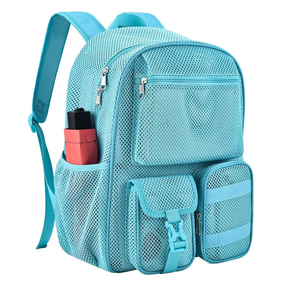 Unisex Mesh Bag, High-Strength Polymer Material, Built-in Laptop Compartment, Light & Breathable, Ideal for Students, Adults, Hiking, Travel & Beach