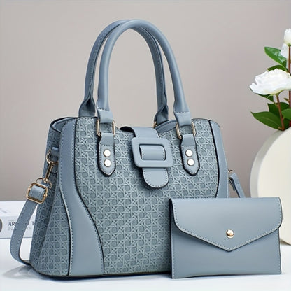 Fashion Woven Pattern Women'S Bag Set, Large Capacity Handbag, Casual Versatile Shoulder Bag, Crossbody Bag