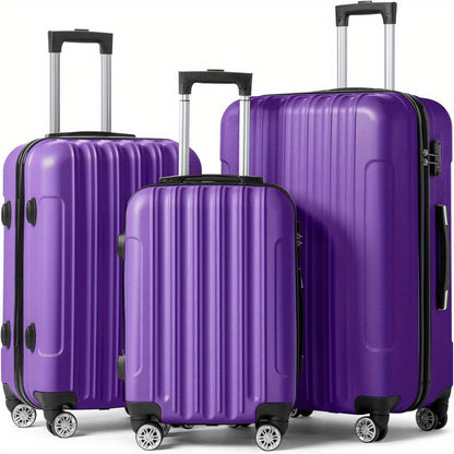3pcs Luggage Sets (20", 24", 28"), Suitcase with Wheels, Hardside Suitcase with Four Spinner Wheels and Scratch-Resistant Surface