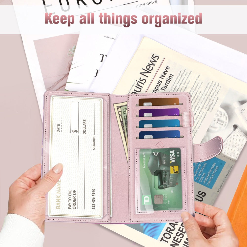 Fintie Checkbook Cover for Personal Checkbook, RFID Blocking Big Capacity Standard Register Duplicate Checks with Pen Holder, Cards Slots