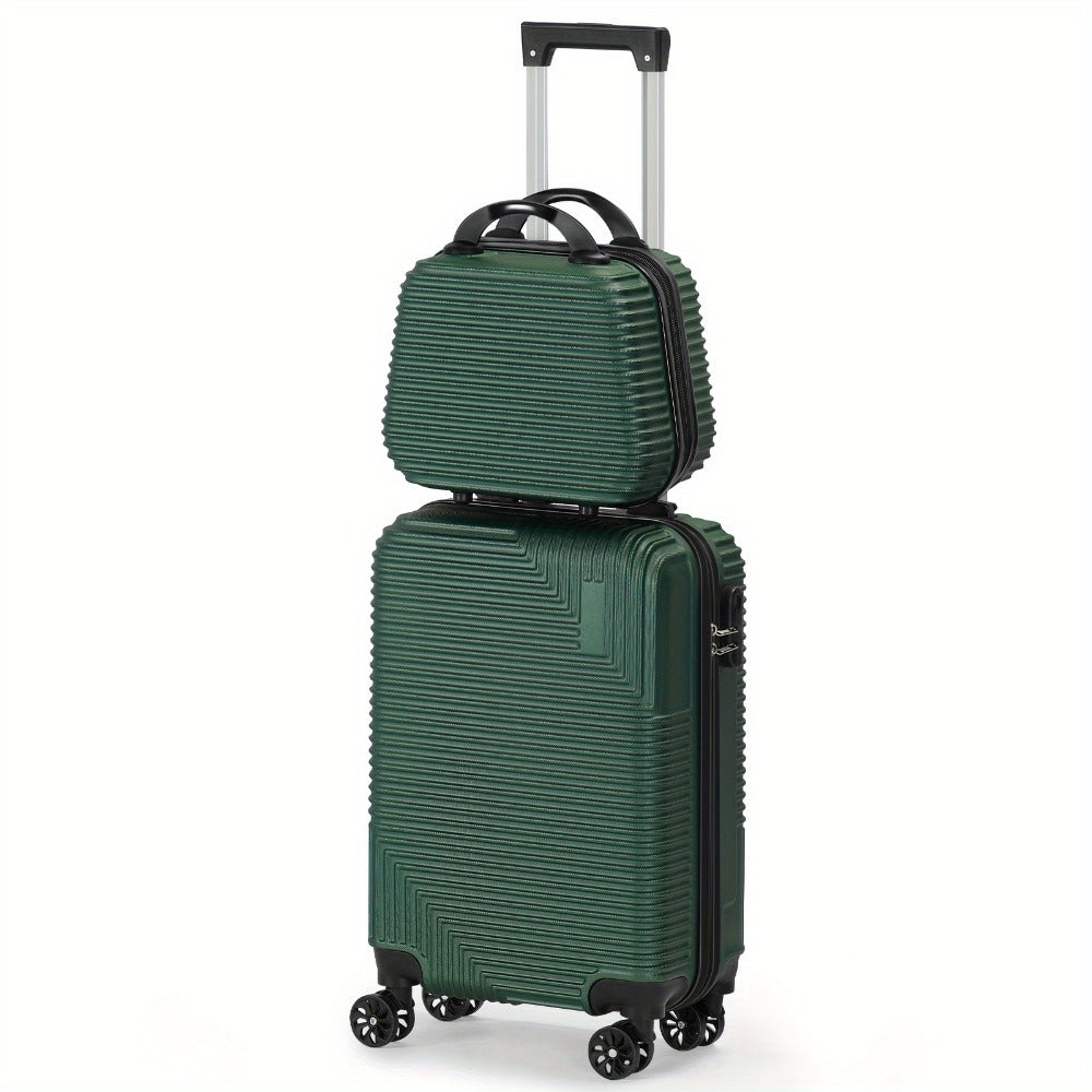 20" Carry On Luggage and 14" Mini Cosmetic Cases Travel Set Lightweight ABS Suitcase with Lock, Hardside Luggage with Spinner Wheels 2pcs Set Carry On Bag for Airplanes