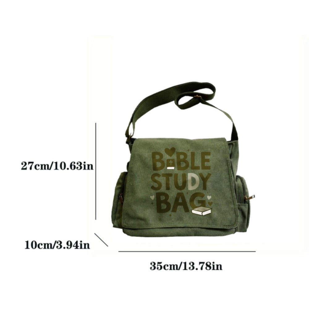 Large Capacity Vintage Bible Study Book Design Messenger Bag - Bible Verse & Book Cover Tote, Crossbody Bag Suitable for Daily Use, Church Events, Religious Gifts