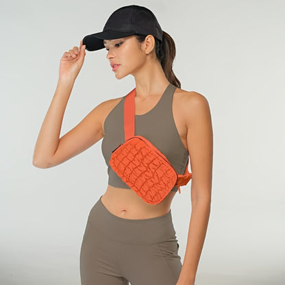 Women'S Crossbody Sports Bag with a Quilted Plaid Design, Suitable for Running And Cycling, Featuring a Spacious Waist Bag
