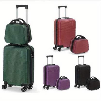 20" Carry On Luggage and 14" Mini Cosmetic Cases Travel Set Lightweight ABS Suitcase with Lock, Hardside Luggage with Spinner Wheels 2pcs Set Carry On Bag for Airplanes