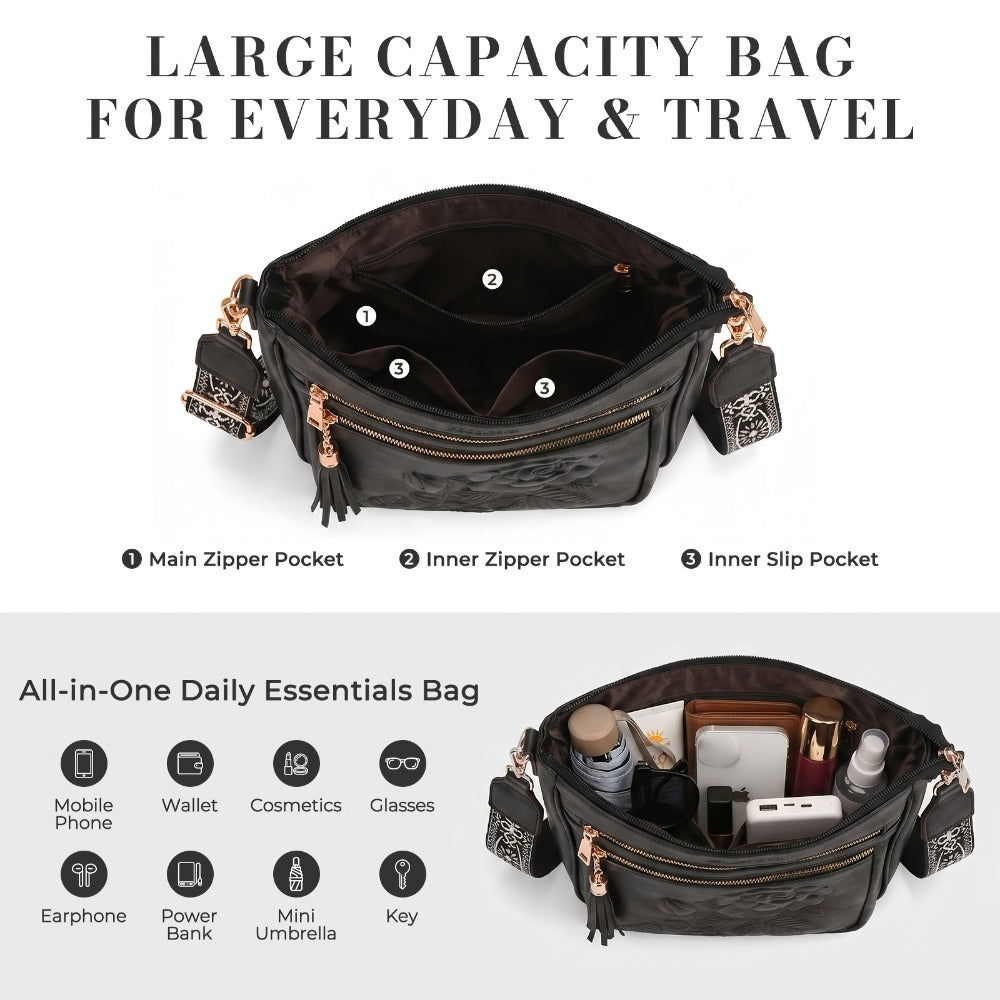 Crossbody Bag for Women – for Work & Everyday Use, Medium Size Floral Cutout Fashion | Bag Vero – detail view 12