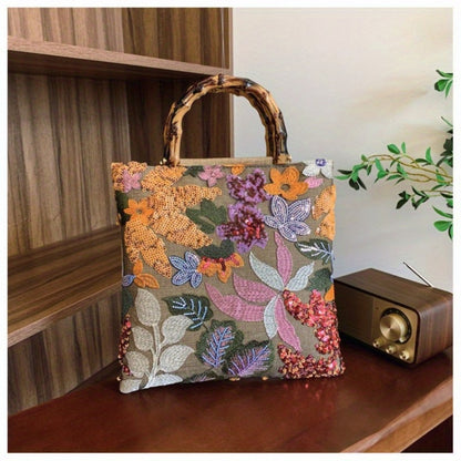 Women's Wallet – Retro Bamboo Handle Embroidery Sequin | Bag Vero – detail view 12