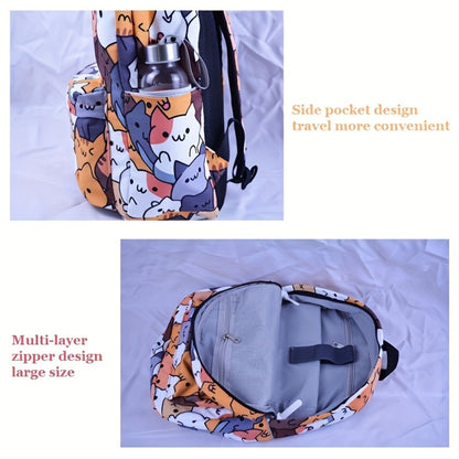 Ideal Present - Educational Backpack - 1pc Adorable Feline Design Rucksack, Trendy Backpack - Computer Bag - Academic Backpacks - Spacious, Honeycomb Air Cushion for Weight Relief, Suitable for Various Situations Like Outings, Shopping, School, Etc