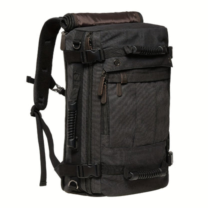 Multifunctional Canvas Travel Backpack For Students, Fits 17" Laptop, Durable, With Multiple Compartments & Large Capacity, Ideal For Hiking & Outdoor Leisure, Unisex Gift, Available In Army Green, Black & Khaki, 6.29gal