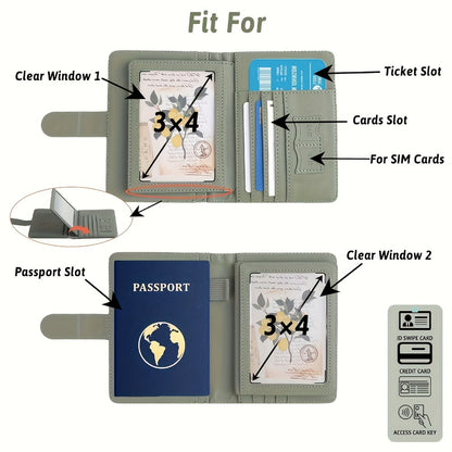 RFID Blocking -Theft Passport Holder Suitable for Women & Men - ic Closure Travel Wallet with Card Slots, Compact Passport Cover, -Skimming for Airports & Train Stations (Daily Use)