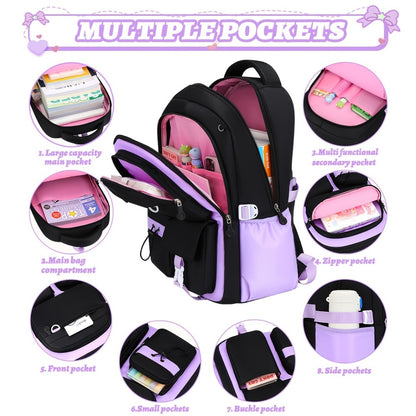 Set of 3 Bow Bags - Spacious School Backpack with Tablet Pocket, Lightweight Teen Laptop Bag Ideal for Travel, Gifts for Birthdays/Christmas, Back-To-School And Everyday Use, for Teens, for Teenager, For Teenager