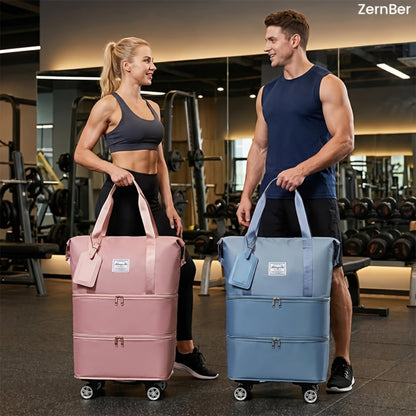 Versatile 3-in-1 Travel Duffel with 360° Spinner Wheels - Detachable & Expandable Nylon Bag for Business, Weekend Trips & Relocation, Easy to Fold and Store