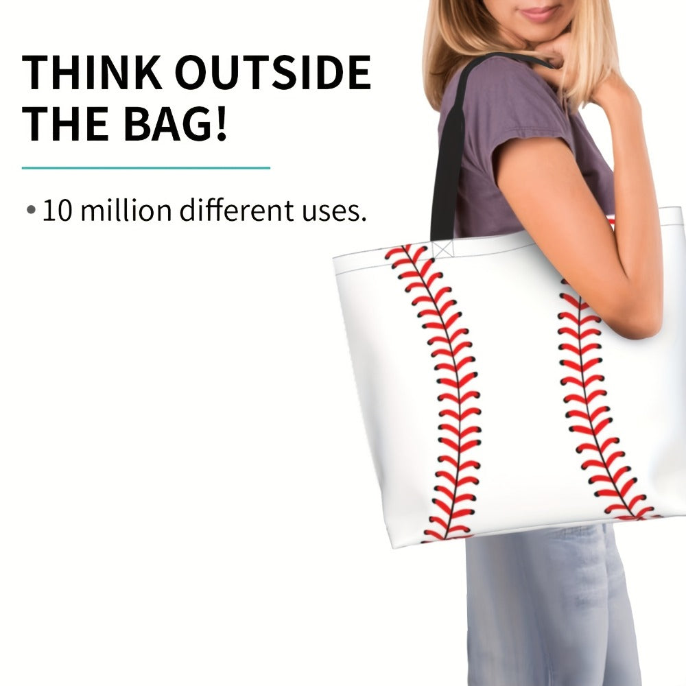 Woman Baseball Tote Handbag Large Oversize Casual Sports Mom Beach Travel Bag
