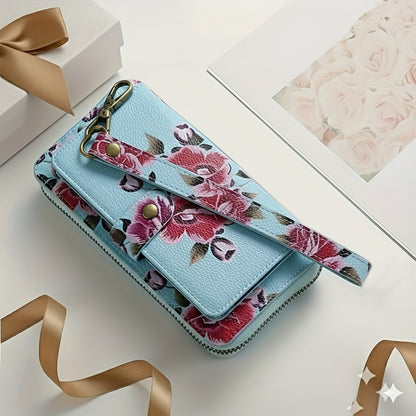 1pc Elegant Floral Clutch Wallets for Women- Zipper Handbag Fashion Large Capacity Long Wallet Clutch Bag Phone Bag Multi-card Card Holder Coin Purse for Women Wallet Set