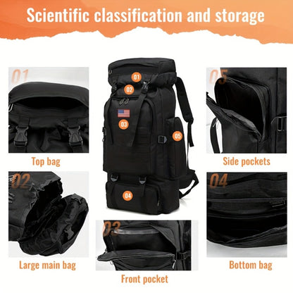 21.13gal Outdoor Camping & Hiking Backpack, 2pcs Set With Backpack And Flag Icon