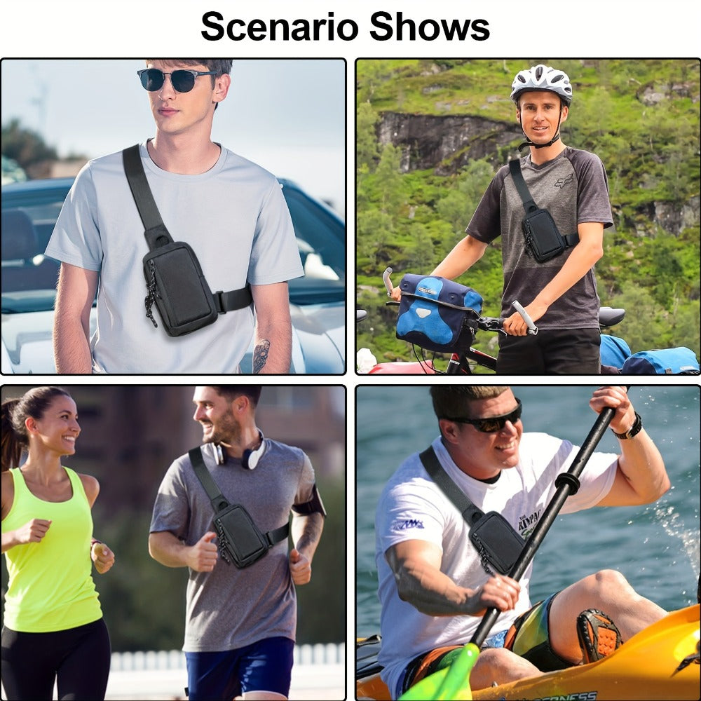 Black Sports Sling Bag for Men & Women, Adjustable Strap, Lightweight Crossbody Chest Pack for Travel, Hiking, Gym & Daily Use, Active Lifestyle Gear | Antiscratch Material