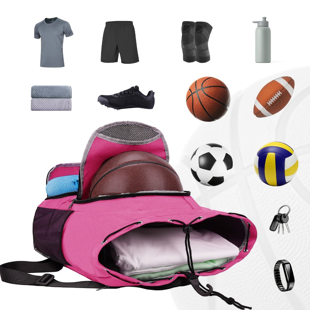 Basketball Backpack Gym Bag Sports Drawstring Bag Lightweight Ventilated Bag Swimming Backpack Beach Backpack for Women Men Backpack for Soccer & Volleyball Football Includes Shoe & Ball & Laptop Compartment