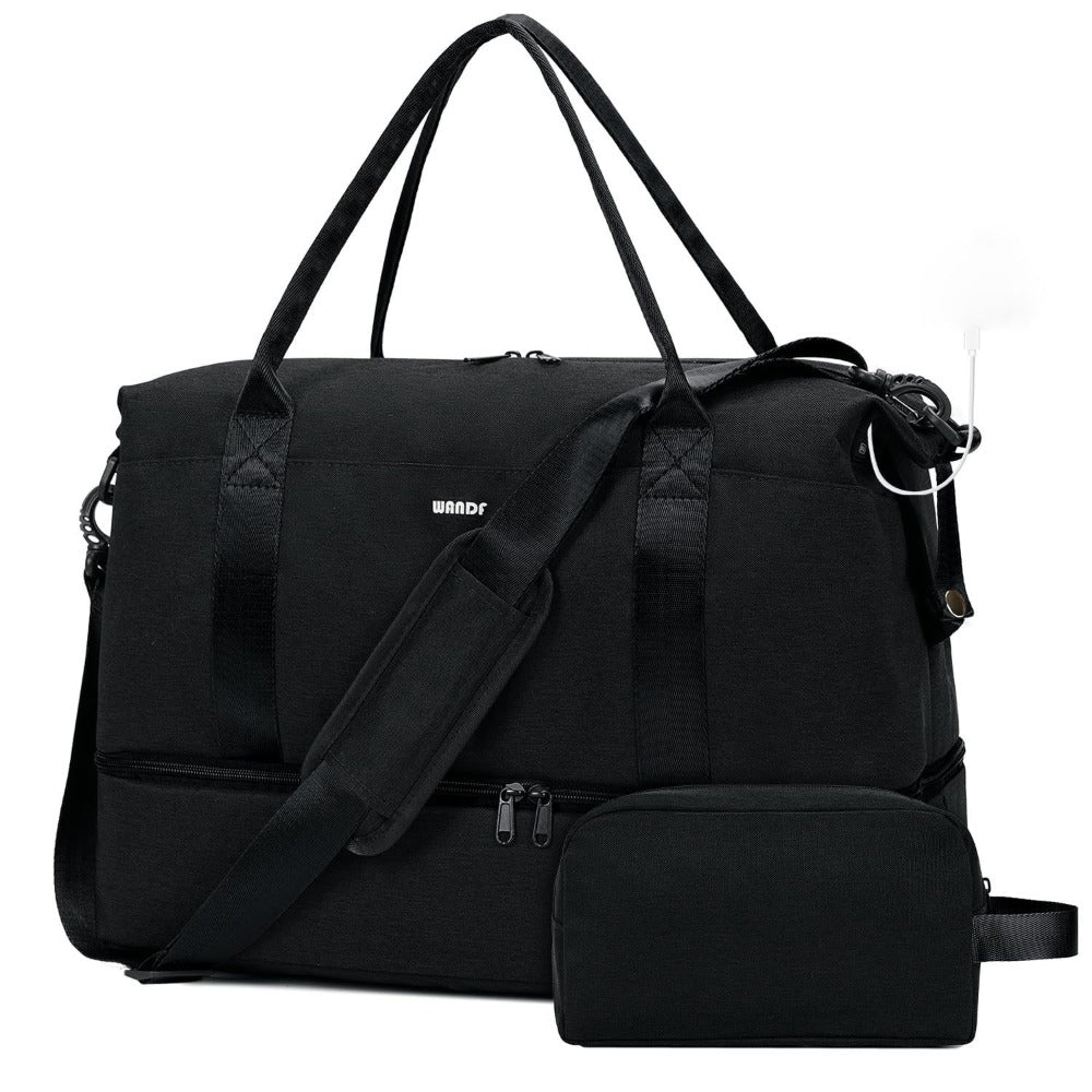 Foldable Travel Bag Weekend Bag 18x14x8 Personal Item Bag Gym Bag Underseat Carry On Bag with Wet Pocket & Shoe Compartment Charging Port Ideal for Gym Travel