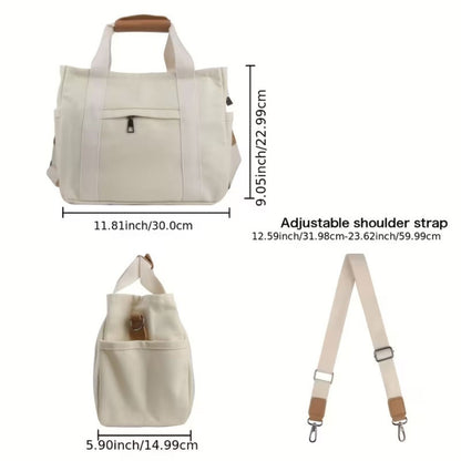 New Large Capacity Canvas Tote Bag with Multi Pockets Crossbody Tote Bag for Women Bible Handbag Everything Tote Bags with Compartments, Suit for Travel, Daily And Work