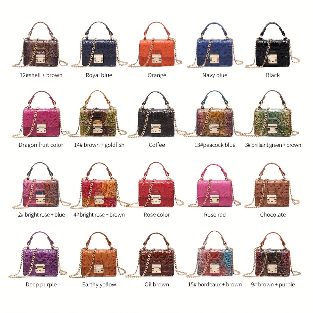 Shoulder Bag for Women – Polyester, Crocodile Print Golden Hardware Detachable | Bag Vero – detail view 12