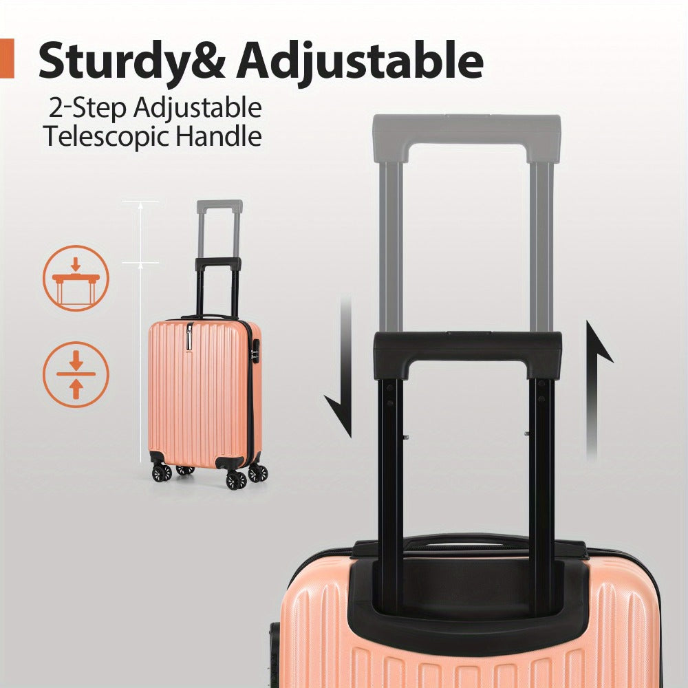 2pcs Luggage Set, 20-Inch Rolling Suitcase & 14-Inch Makeup Bag, Travel Carry-On Trolley Bag with Spinning Wheels & TSA Lock for Business & Leisure Flights. Available In Four Colors.