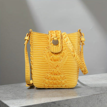 Crocodile Embossed Women's Synthetic Leather Satchel Purse- Elegant Women's Crossbody Bag with Secure Zip Closure & Durable Polyester Lining