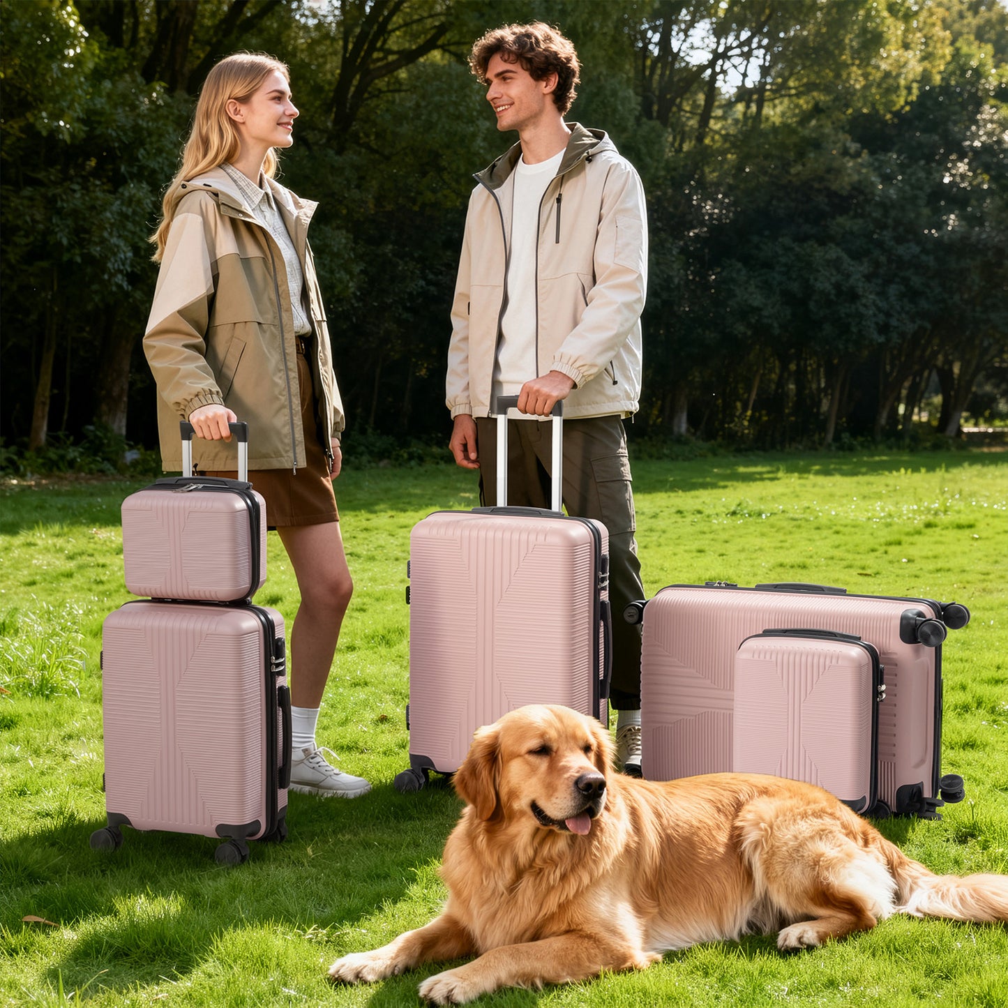 5-Piece Luggage Set Suitcases with Lock, 12/16/20/24/28 Inch Lightweight Trolley Case, Durable PP Material for Men Women, Ideal for Travel & Long Journeys