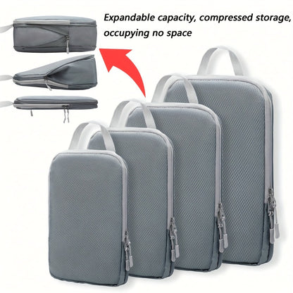 4pcs Set of Multi-functional Luggage Compression Packaging Boxes, Lightweight Travel Luggage Storage Bag Set with Shoe Bags, Expandable Luggage Storage Bag, Space-saving Must-have Accessories for Travel.