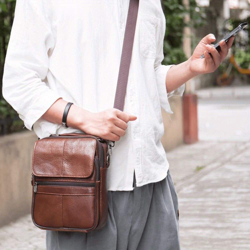Men's Crossbody Bag – Genuine Leather, Large Capacity, for Travel & Work | Bag Vero – detail view 2