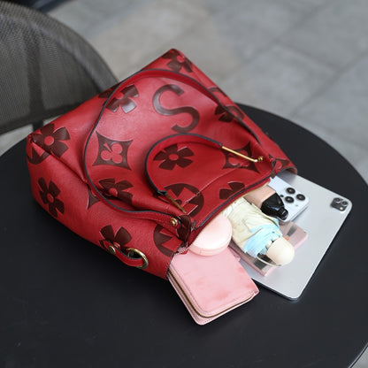 Elegant Flower Embossed Handbag, Fashionable Satchel Bag for Work, Classic All-Match Bag