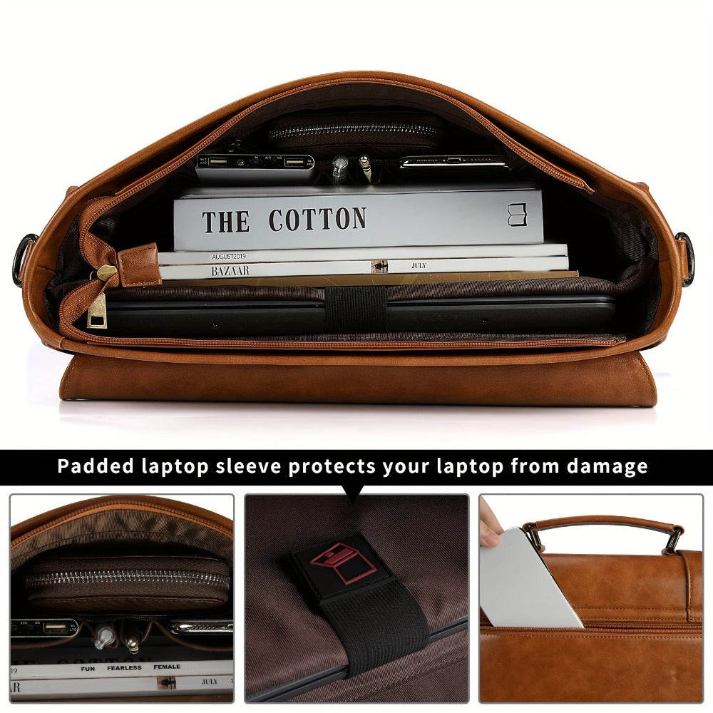 Laptop Bag – 15.6 Inch, PU Leather, for Work & School | Bag Vero – detail view 3