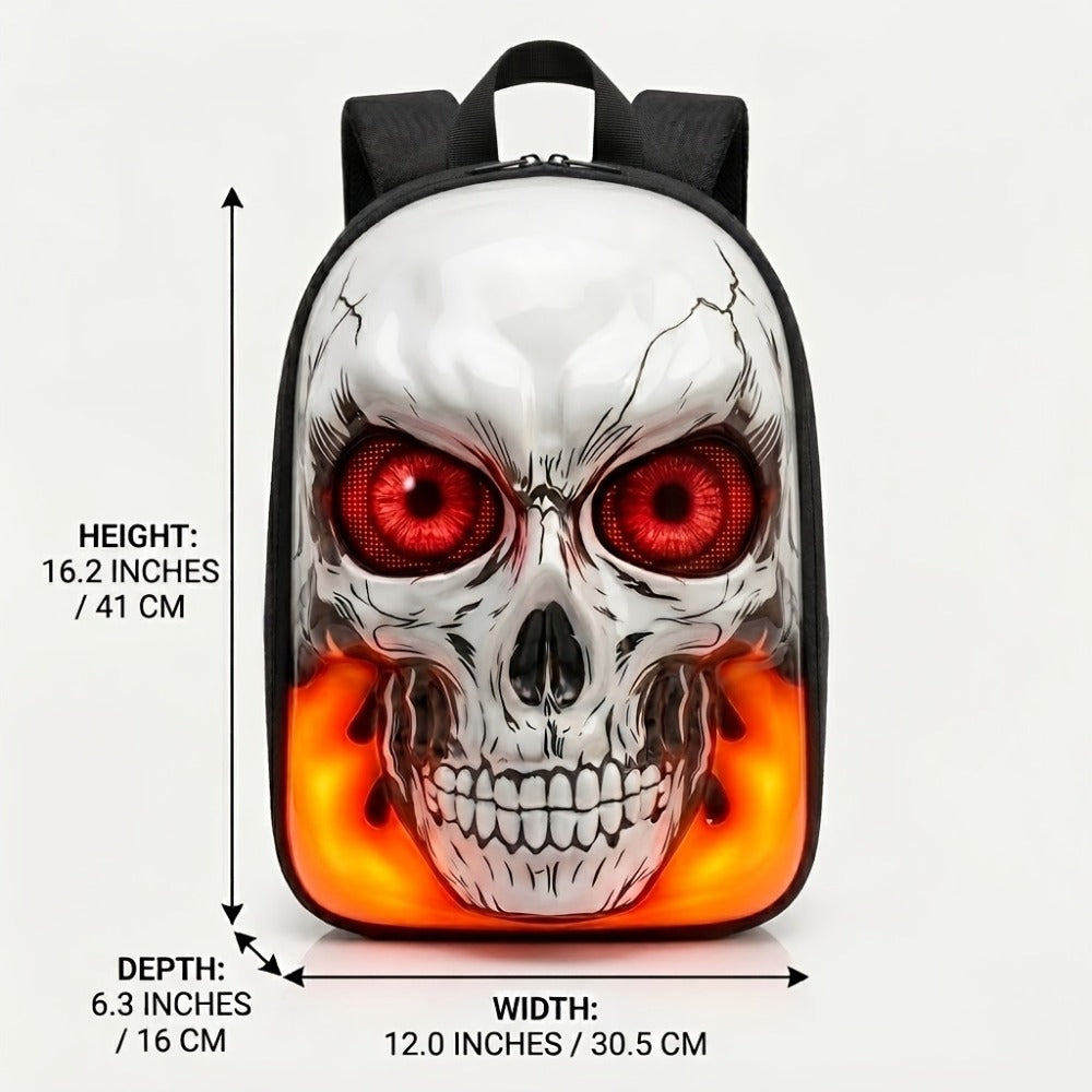 SZKUZMA Programmable LED Skull Backpack, App-Controlled Smart Eyes with DIY Pixel Art, 3D Hard Shell Laptop Bag, Large Capacity Motorcycle Gear, Cyberpunk Festival Gift